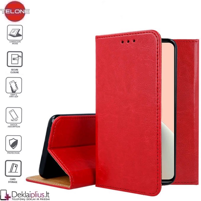 Telone grynos odos dėklas - raudonas (telefonui Xiaomi Mi 10T Lite) Telone grynos odos dėklas - raudonas (telefonui Xiaomi Mi 10T Lite)